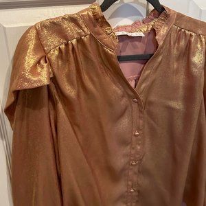 NEW NWOT Karlie Gold Metallic Dressy Fancy Blouse